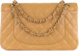 Order Chanel Clásico Doble Solapa Acolchada Caviar Mediano Beige