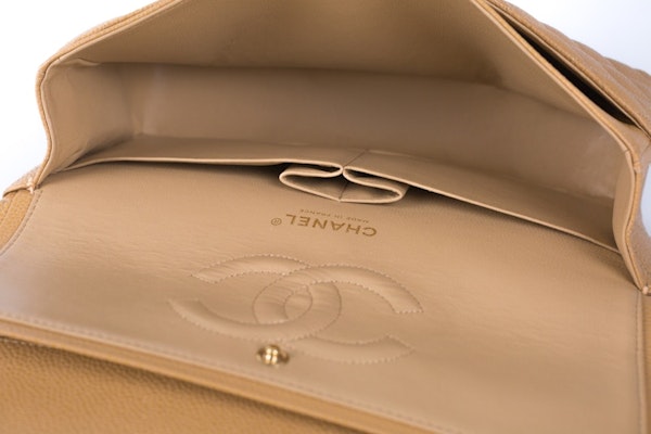 Chanel Classic Double Flap Quilted Caviar Medium Beige Lookbook Chanel Classic Double Flap Quilted Caviar Medium Beige