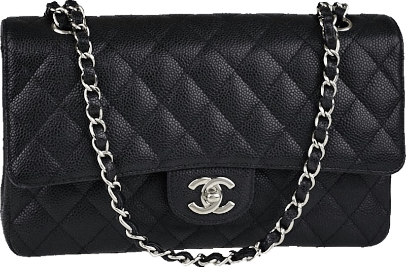 chanel-classic-double-flap-quilted-caviar-silver-tone-medium-black