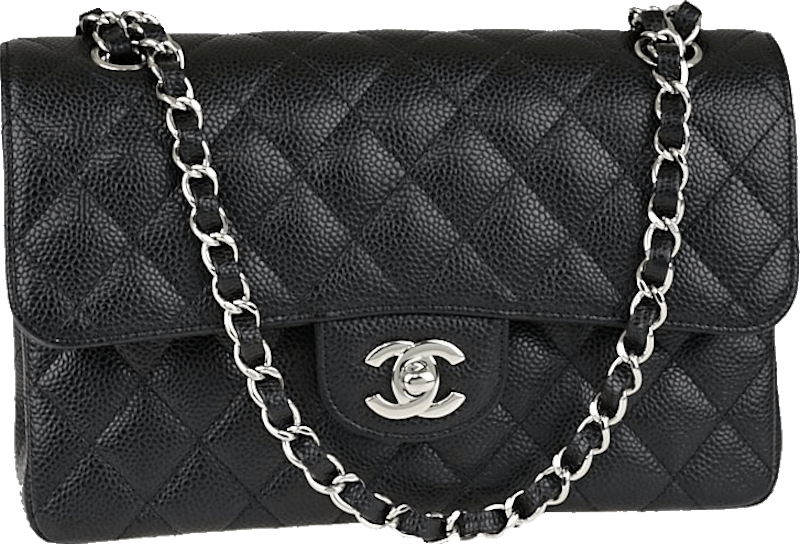 Chanel Classic Double Flap Quilted Caviar Silver-tone Small Black