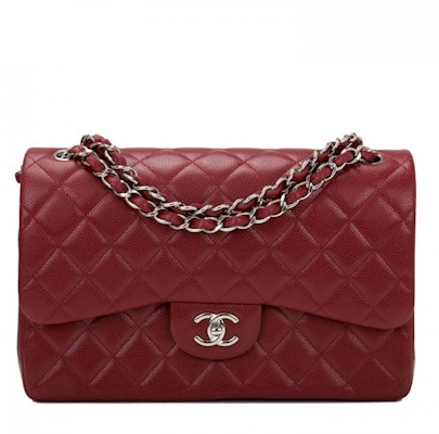 Chanel Classic Double Flap Quilted Caviar Silver-tone Jumbo Dark Red Buy Chanel Classic Double Flap Quilted Caviar Silver-tone Jumbo Dark Red