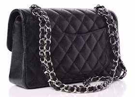 Order Chanel Classic Double Flap Quilted Caviar Silver-tone Kecil Hitam