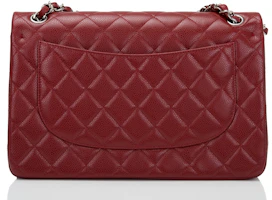 Order Chanel Classic Flap Doble Acolchado Caviar Jumbo Rojo Oscuro Plata