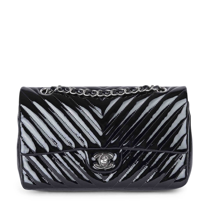 Chanel Classic Double Flap Quilted Chevron Medium Black