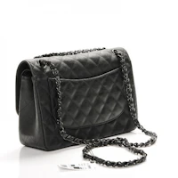 Order Chanel Jumbo So Black Quilted Crumple Calfskin Double Flap Gunmetal