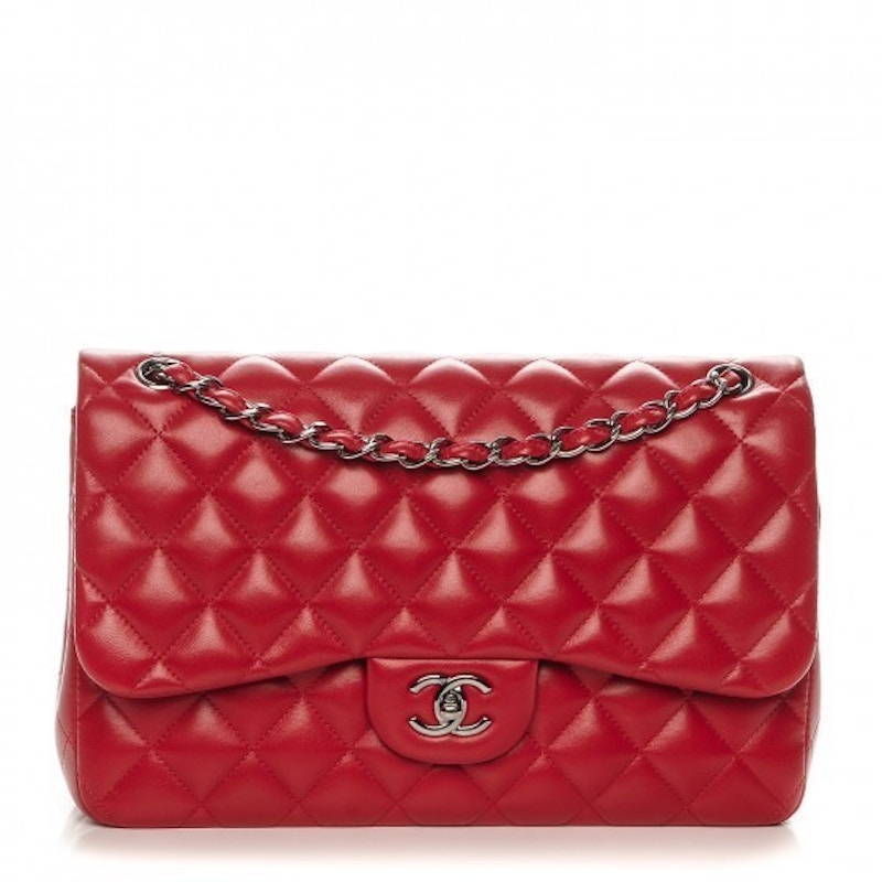 Chanel Classic Double Flap Quilted Jumbo Dark Red