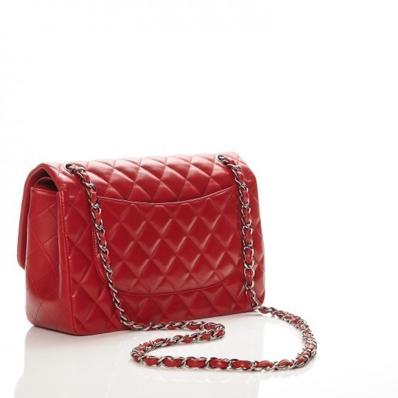 Order 香奈儿经典双翻盖菱格纹大号深红色手袋