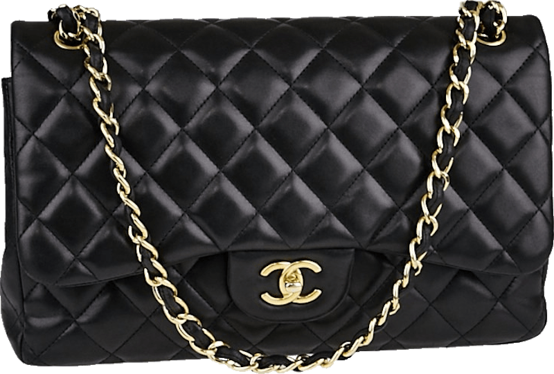 Chanel Classic Double Flap Quilted Lambskin Gold-tone Jumbo Black