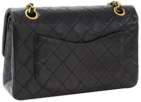 Order Chanel Double Flap Kulit Kambing Hitam Kecil Quilted Emas-toned