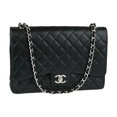 Chanel Classic Double Flap Quilted Maxi Caviar Black