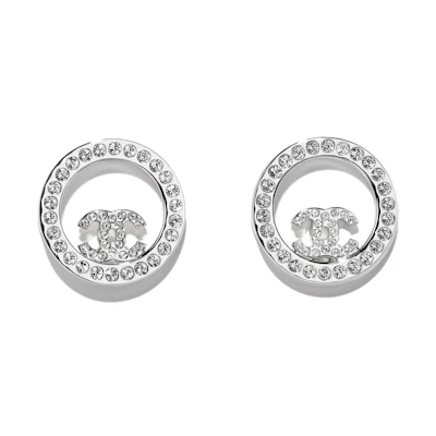 Chanel Classic Earrings Silver/Crystal