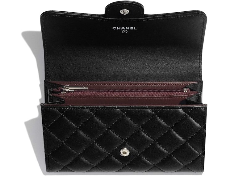Lookbook Chanel Dompet Flap Klasik Kulit Domba Quilted Warna Perak Hitam