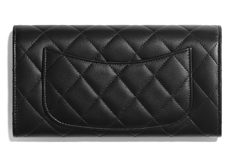 Order 香奈儿经典翻盖长款菱格黑色钱包