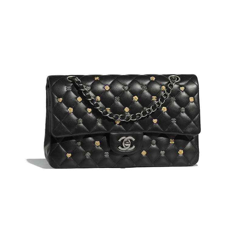 Chanel Classic Handbag Quilted Studded Black