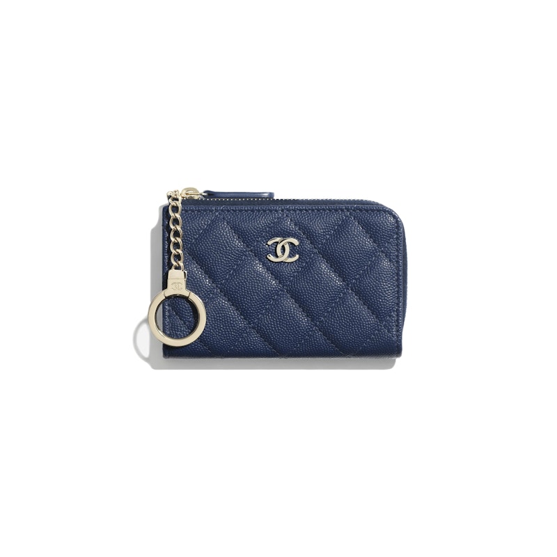 Chanel Classic Key Holder Grained Calfskin Gold-tone Navy Blue