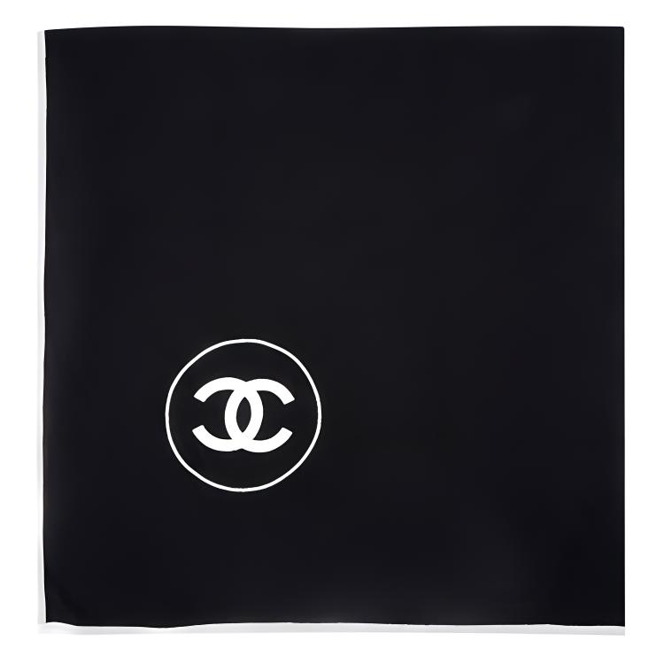CHANEL Classic Logo Cashmere & Silk Scarf Unisex Black A52032-X01249-C2677