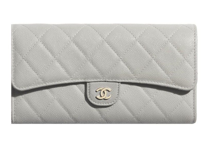 Chanel Classic Long Flap Wallet Grey