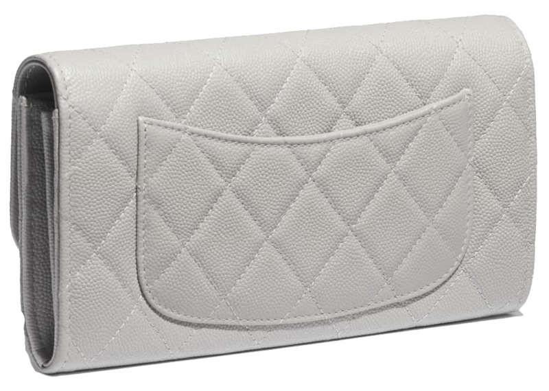 Order Dompet Flap Panjang Klasik Chanel Abu-abu
