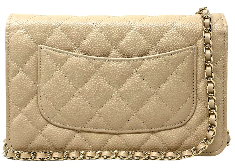 Order シャネル クラシック キルティング キャビアレザー WOC クロスボディバッグ ベージュ