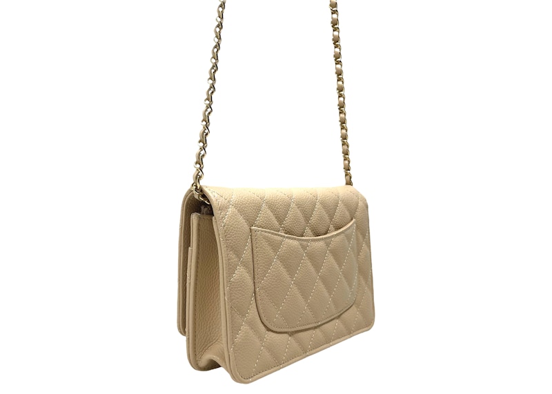 Lookbook シャネル クラシック キルティング キャビアレザー WOC クロスボディバッグ ベージュ
