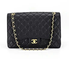 Chanel Classic Single Flap Quilted Caviar Gold-tone Maxi Black Chanel Classic Single Flap Quilted Caviar Gold-tone Maxi Black