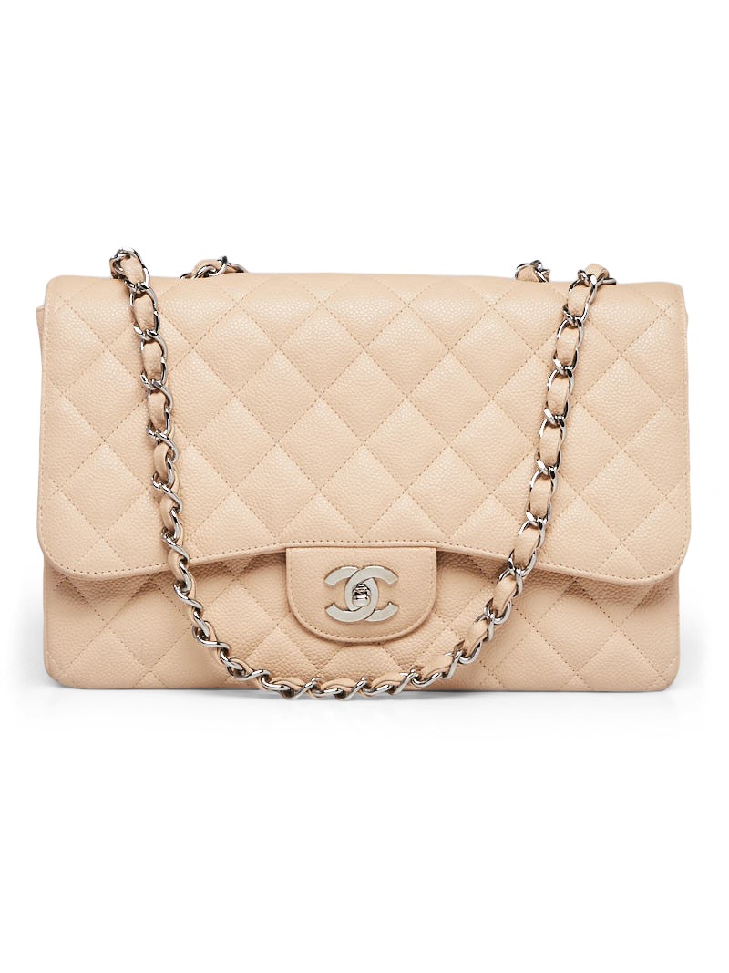Chanel Classic Single Flap Quilted Jumbo Beige Clair