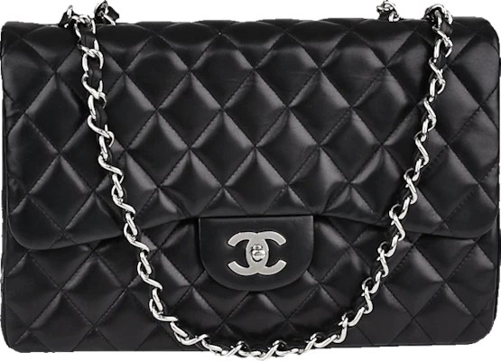 Chanel Classic Single Flap Quilted Jumbo Hitam dengan Aksen Perak Buy Chanel Classic Single Flap Quilted Jumbo Hitam dengan Aksen Perak