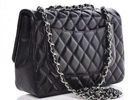 Order Chanel Classic Single Flap Quilted Jumbo Silver-tone Black