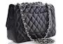 Order Chanel Classic Single Flap Quilted Jumbo Hitam dengan Aksen Perak