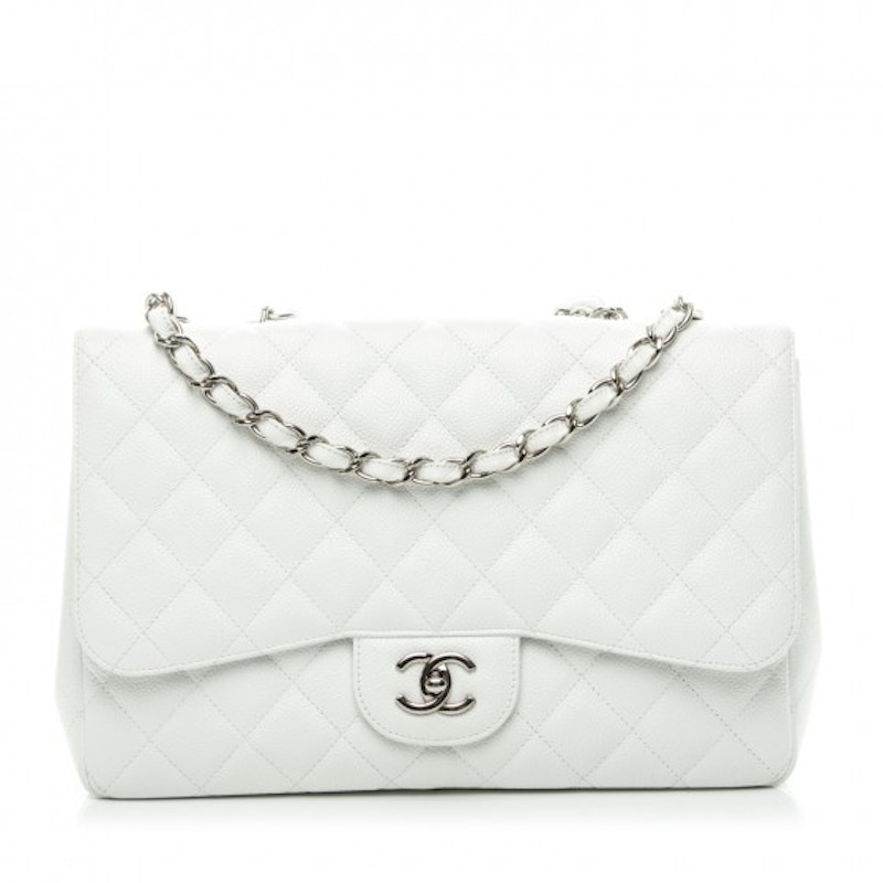 Chanel Classic Single Flap Quilted Jumbo White