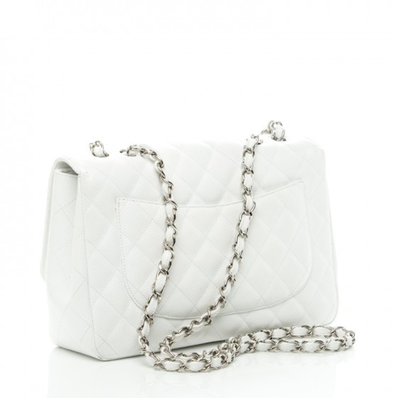 Order Chanel Klasik Single Flap Berlapik Jumbo Putih