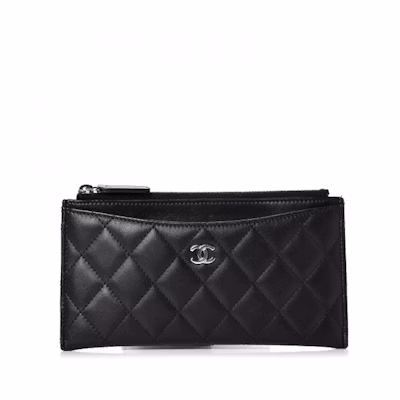 Chanel Classic Zip Pouch Quilted Diamond Black