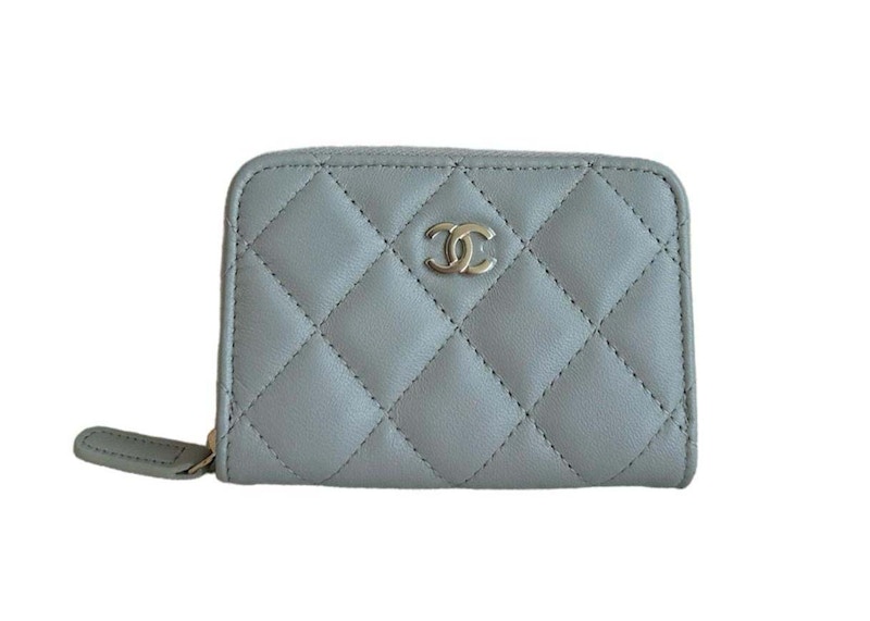 Chanel Classic Zipped Coin Purse Light Grey (AP0216)