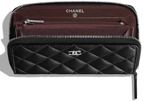 Lookbook Dompet Berzip Klasik Chanel Lambskin Quilted Hitam Nada Perak