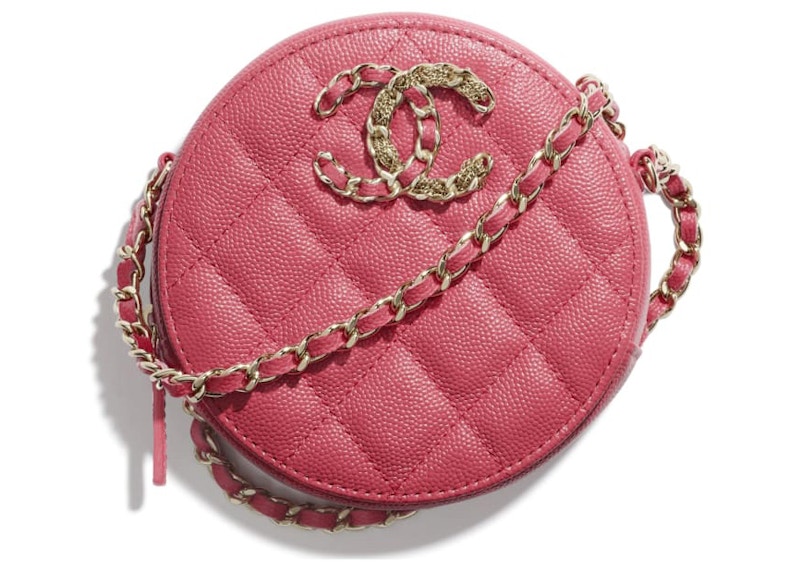 Chanel Clutch with Chain Grained Calfskin Gold-tone Pink