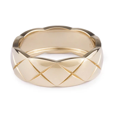CHANEL Coco Crush 18K Beige Gold Wide Ring Unisex Couple's Edition J10817