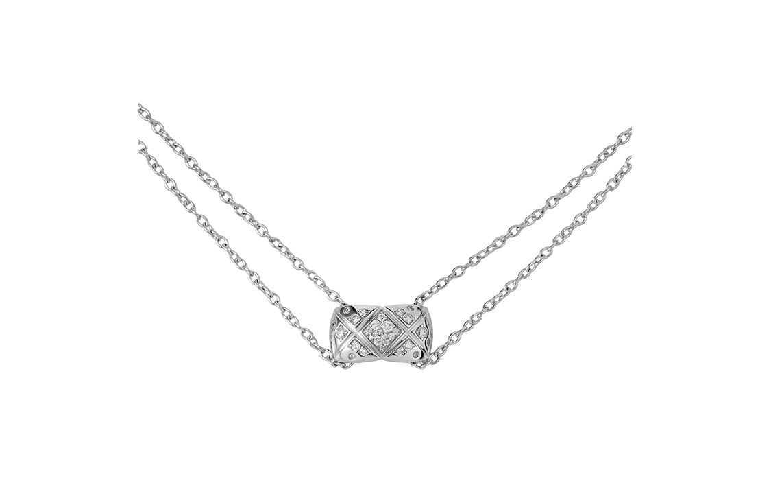 CHANEL Coco Crush 18K White Gold Diamond Necklace Unisex Couples Edition J11357