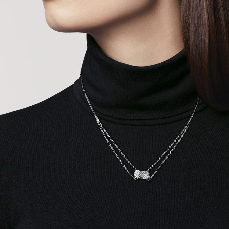 CHANEL Coco Crush 18K White Gold Diamond Necklace Unisex Couples Edition J11357 圖 5