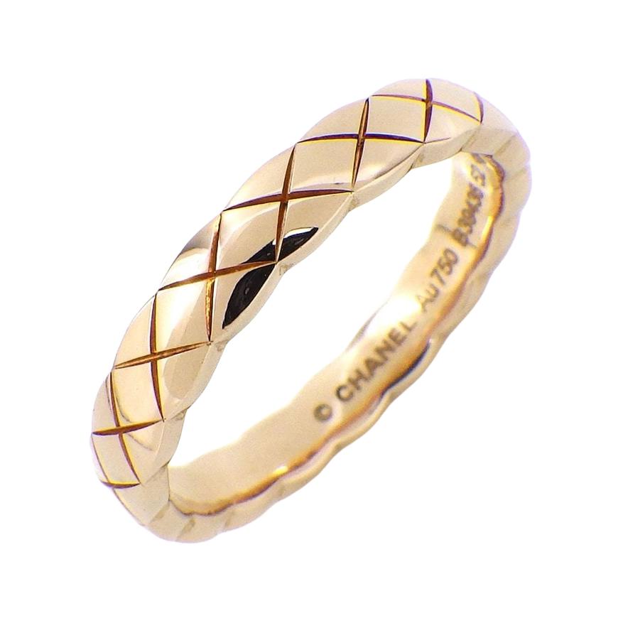 CHANEL Coco Crush Mini Beige Narrow 18K Gold Ring for Men in Beige Gold. J11785