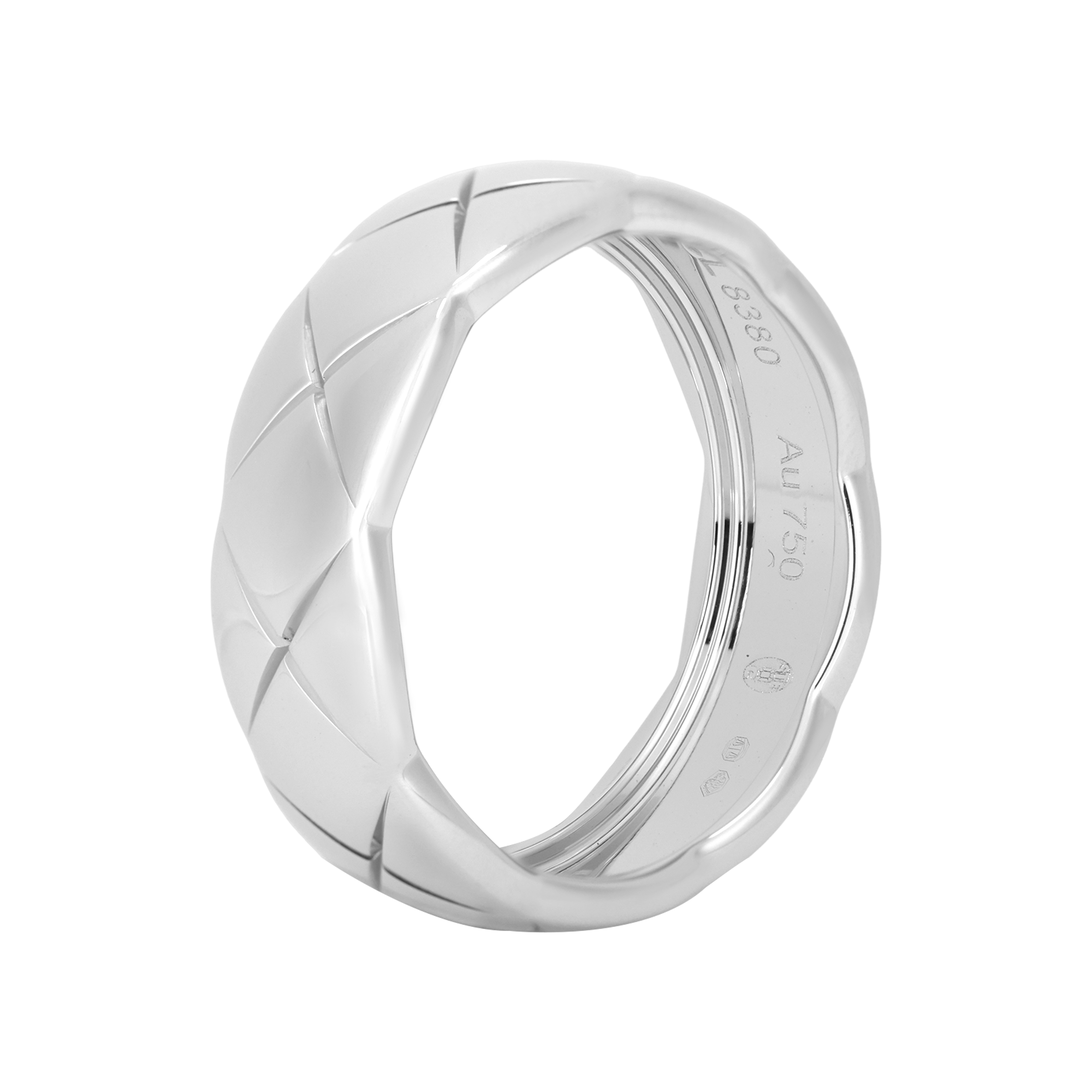 CHANEL CoCo Crush Minimalist Wide Band 18K White Gold Unisex Ring Silver J10570
