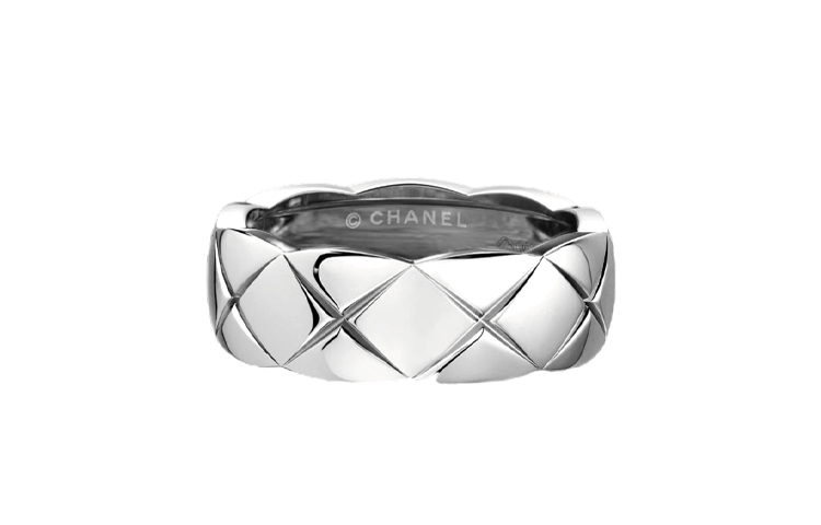 Order CHANEL CoCo Crush Cincin Unisex Lebar Minimalis Emas Putih 18K Perak J10570