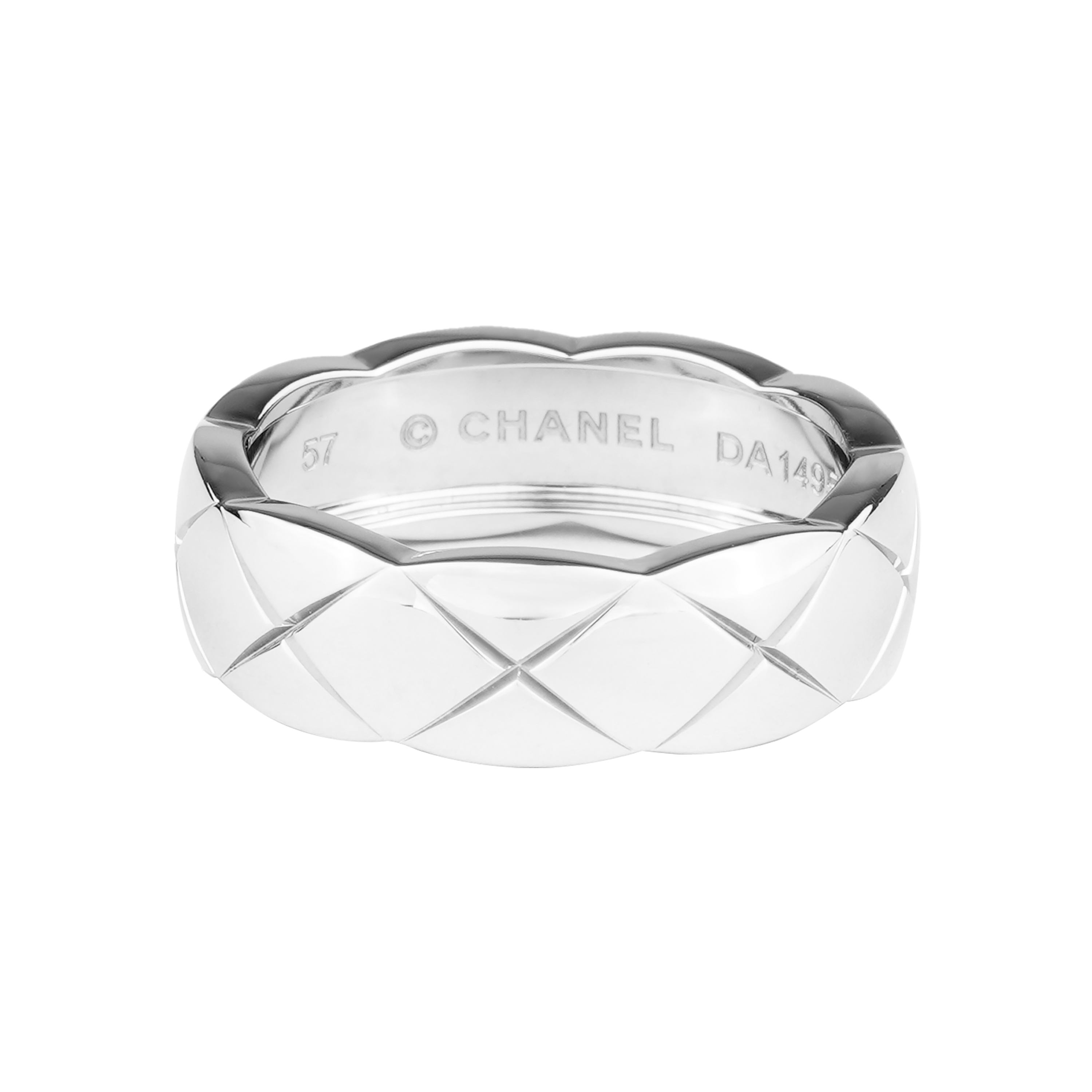 Shop CHANEL CoCo Crush Cincin Unisex Lebar Minimalis Emas Putih 18K Perak J10570