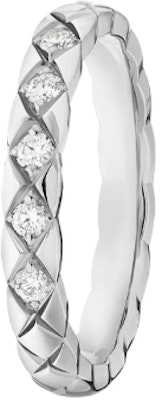 CHANEL COCO CRUSH Platinum Diamond Ring Quilted Pattern Couple Unisex Silver J11355 Order CHANEL COCO CRUSH Platinum Diamond Ring Quilted Pattern Couple Unisex Silver J11355