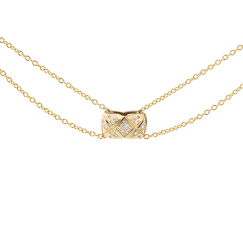 CHANEL COCO CRUSH Quilted Diamond Necklace Yellow 18K Gold. J11358 圖 3