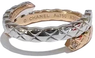 CHANEL Coco Crush TOI ET MOI Quilted Diamond 18K Gold Ring Beige Unisex. J11971 CHANEL Coco Crush TOI ET MOI Quilted Diamond 18K Gold Ring Beige Unisex. J11971
