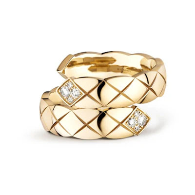 CHANEL CoCo Crush Wide 18K Gold Ring Unisex Couple Design Beige Gold. J11970