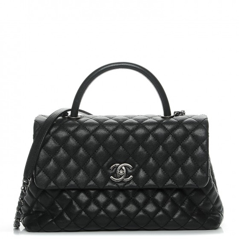 Chanel Coco Handle Flap Diamond Quilted Medium Black