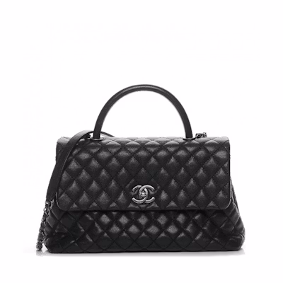 Chanel Coco Handle Flap Diamond Quilted Medium Black