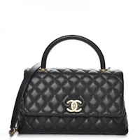 Chanel Coco Handle Flap Quilted Caviar Aged Gold-tone Small Black Chanel Coco Handle Flap Quilted Caviar Aged Gold-tone Small Black