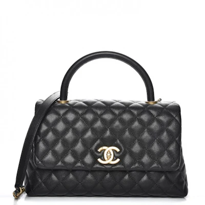Chanel Coco Handle Flap Acolchado Caviar Dorado Envejecido Pequeño Negro Buy Chanel Coco Handle Flap Acolchado Caviar Dorado Envejecido Pequeño Negro
